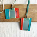 植鞣革識別證卡套｜雙卡層｜頸帶｜茄芷傳統三色