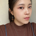 玻璃泡泡｜黃銅耳環｜串串｜橙與墨綠_2
