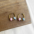 質樸陶瓷｜黃銅耳環｜小圈｜粉灰