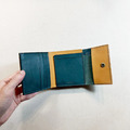 植鞣革三折短夾｜5卡鈔票層｜口金零錢包｜文青藍_1