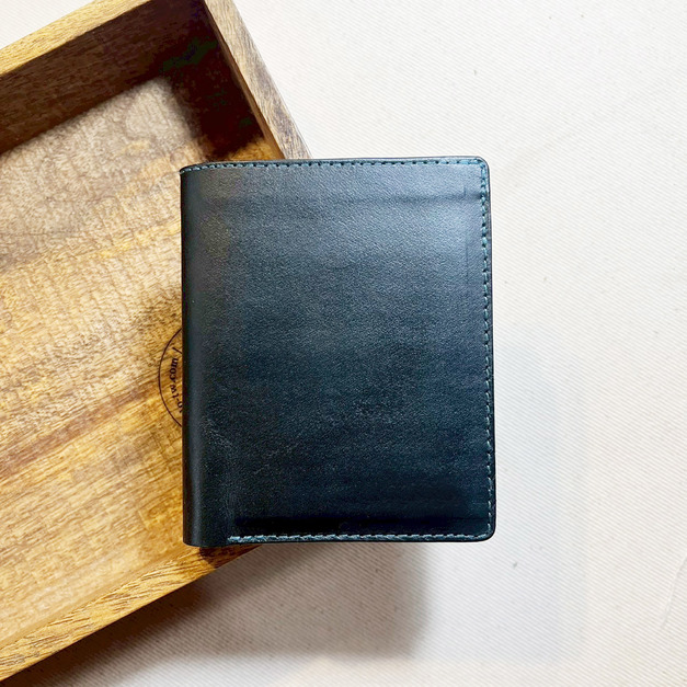 植鞣革中夾｜直式5卡鈔票層｜黑配牛仔藍