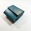 植鞣革三折短夾｜5卡鈔票層｜口金零錢包｜文青藍