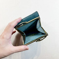 植鞣革三折短夾｜5卡鈔票層｜口金零錢包｜文青藍_7