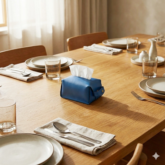 植鞣革衛生紙套｜小｜可擺可吊掛｜牛仔藍