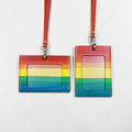 植鞣革識別證卡套｜雙卡層｜頸帶｜彩虹刷色_3