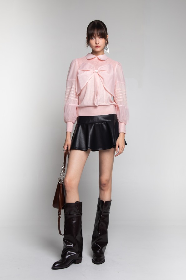  帥氣皮革短裙