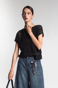 鏤空針織上衣