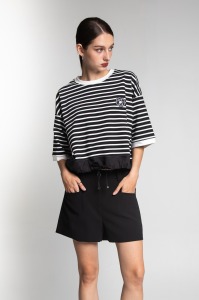 條紋抽繩上衣