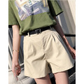 純色簡約休閒短褲附腰帶_2