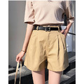 純色簡約休閒短褲附腰帶