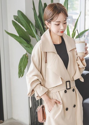 韓版長袖繫帶風衣