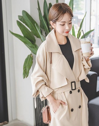 韓版長袖繫帶風衣