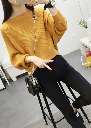 蝙蝠衫寬鬆韓版針織上衣