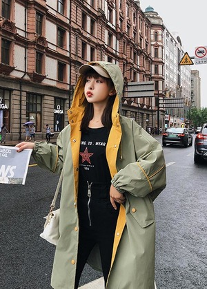 chic寬鬆中長款風衣外套