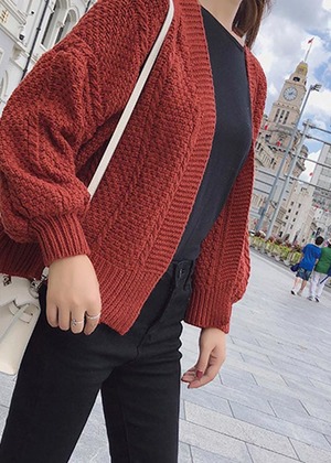 簡約開襟針織毛衣