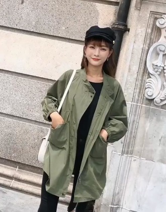 工裝中長款風衣外套