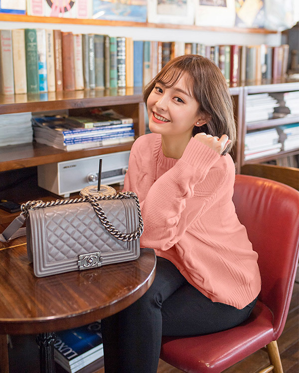 加厚針織毛衫套頭長袖純色毛衣