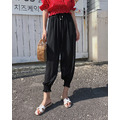 休閒高腰雪紡寬鬆九分褲_1