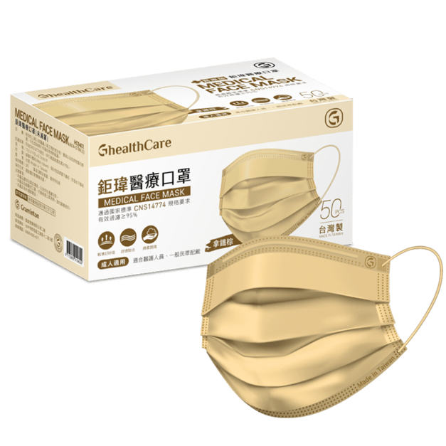 鉅瑋醫療口罩(未滅菌)-拿鐵棕(40盒/箱)
