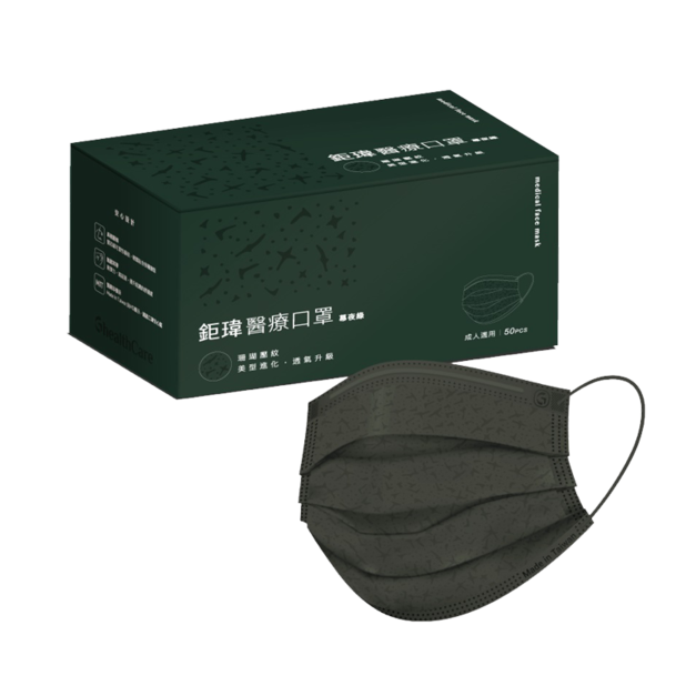 鉅瑋醫療口罩(未滅菌)-暮夜綠(40盒/箱)