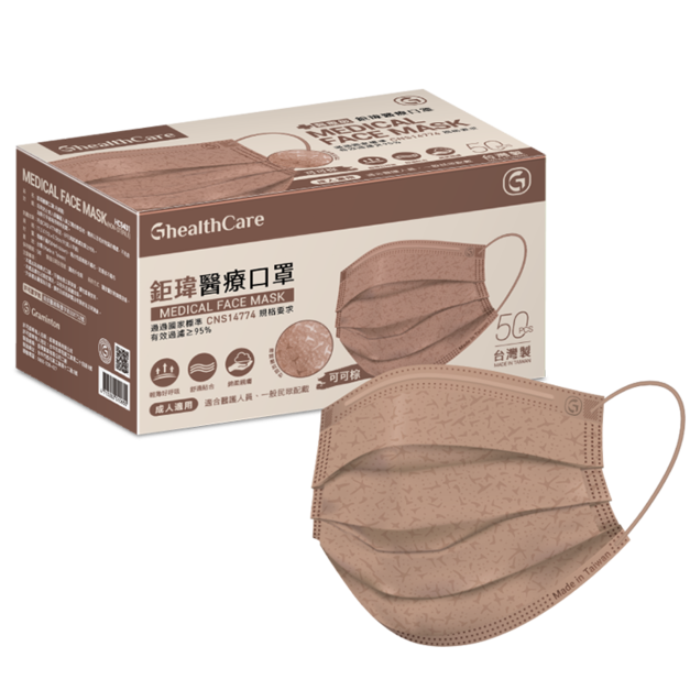 鉅瑋醫療口罩(未滅菌)-可可棕(40盒/箱)