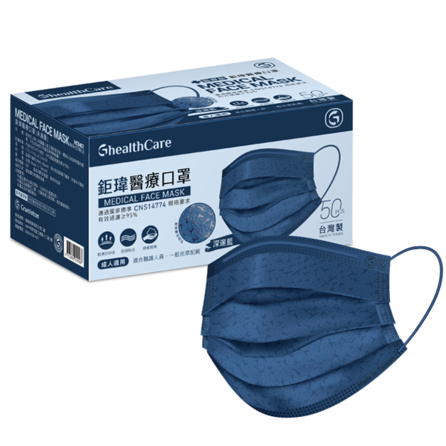 鉅瑋醫療口罩(未滅菌)-深邃藍(40盒/箱)