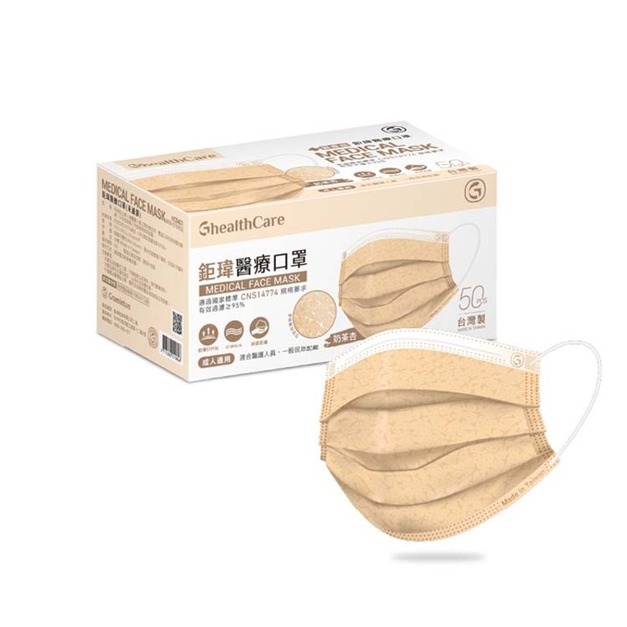 【單入促銷】鉅瑋醫療口罩(未滅菌)-奶茶杏(1盒)