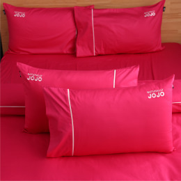 JOJO素色100％精梳棉【枕套組】-亮麗桃