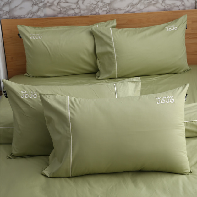 JOJO素色100％精梳棉【枕套組】-秋香綠