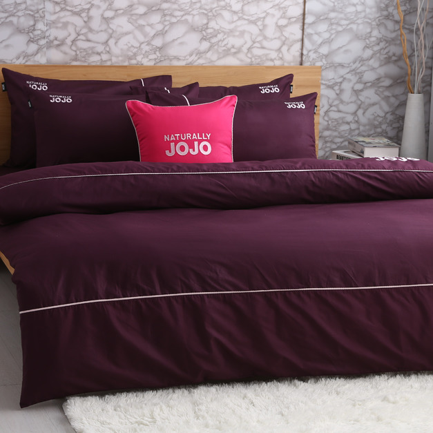 JOJO素色100%精梳棉【床包組】(附枕套)-葡萄紫