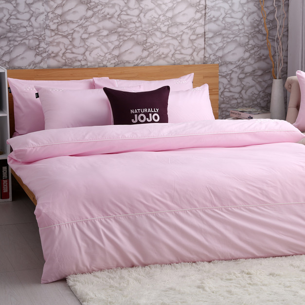 JOJO素色100%精梳棉【床包組】(附枕套)-浪漫粉-限時均一價