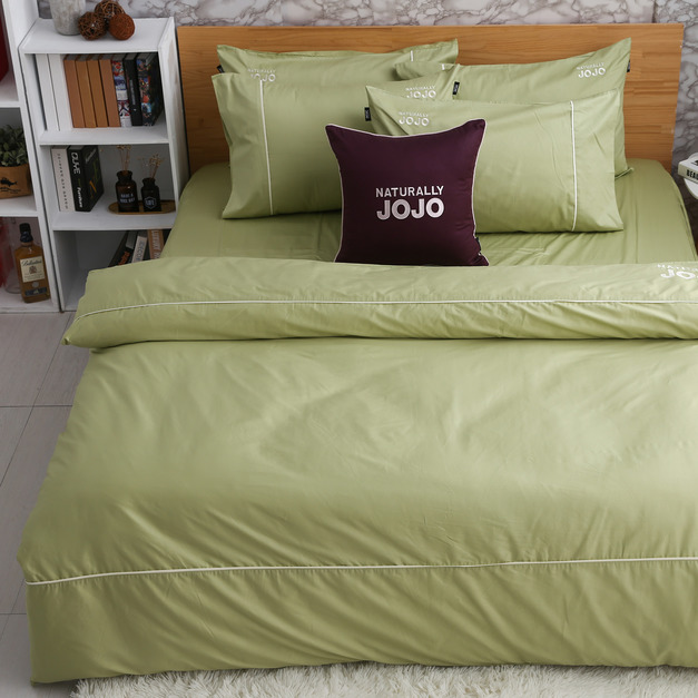 JOJO素色100％精梳棉【薄被套】-秋香綠