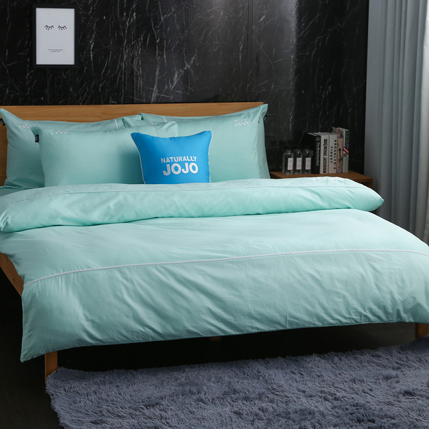JOJO素色100%精梳棉【床包組】(附枕套)-蒂芬妮藍