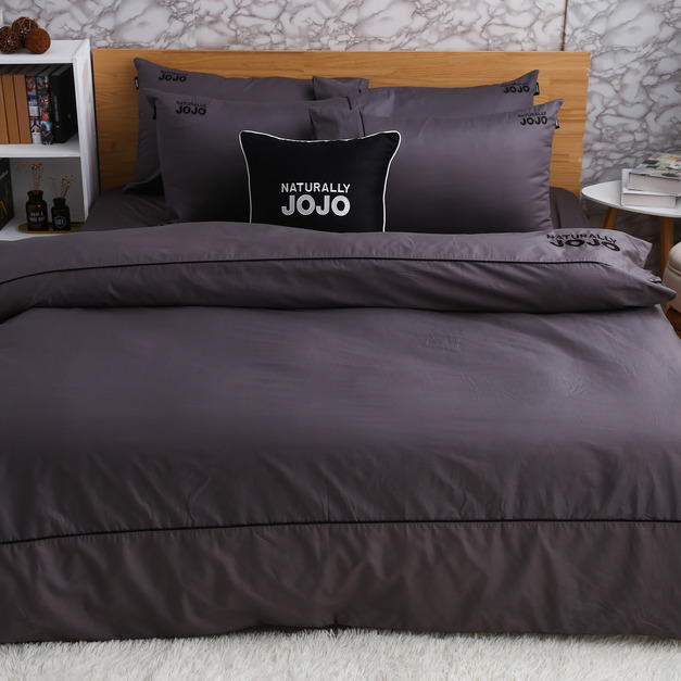 JOJO素色100%精梳棉【床包組】(附枕套)-亞曼尼灰
