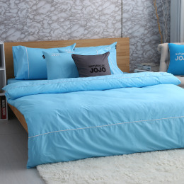 JOJO素色100％精梳棉【薄被套】-天空藍