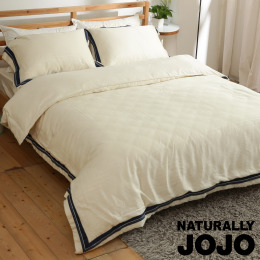 JOJO 100%頂級天絲銀纖維兩用被床包四件組-米白曼哈頓