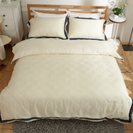 JOJO 100%頂級天絲銀纖維 薄被套床包四件組-米白曼哈頓