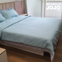 JOJO雙色字樣舒柔棉床包舖棉兩用被組-復古綠