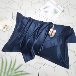 輕奢100%桑蠶真絲素縐緞19姆米壓框枕頭套一入-星空藍