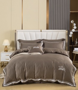 極潤萊賽爾天絲薄床包兩用被套抱枕五件組-棕(含午安枕)