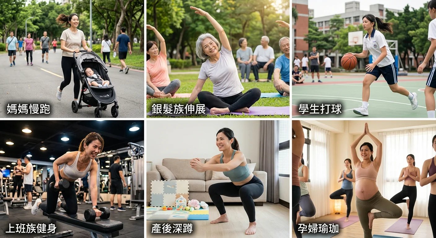 女性運動服飾族群指南 2026:媽媽、銀髮族、學生、上班族、孕婦各族群需求完整攻略