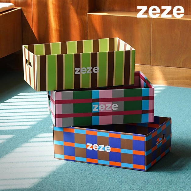 【ZEZE】粉綠/藍棕格紋貓盒(大號)
