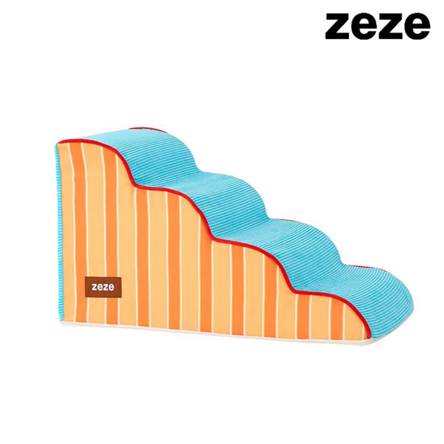 【ZEZE】復古條紋寵物階梯(藍橙四階)