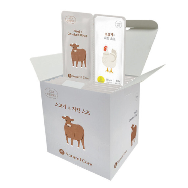 韓國 NATURAL CORE 自然核心 營養雙袋-牛肉&雞肉 40gx2入(14包/盒)