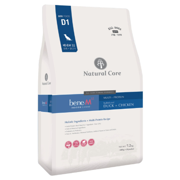 韓國 NATURAL CORE 自然核心 bene系列水解低敏狗糧-D1鴨肉+雞肉 7.2kg