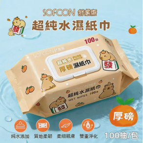 【水豚寶寶】超純水濕紙巾 100抽