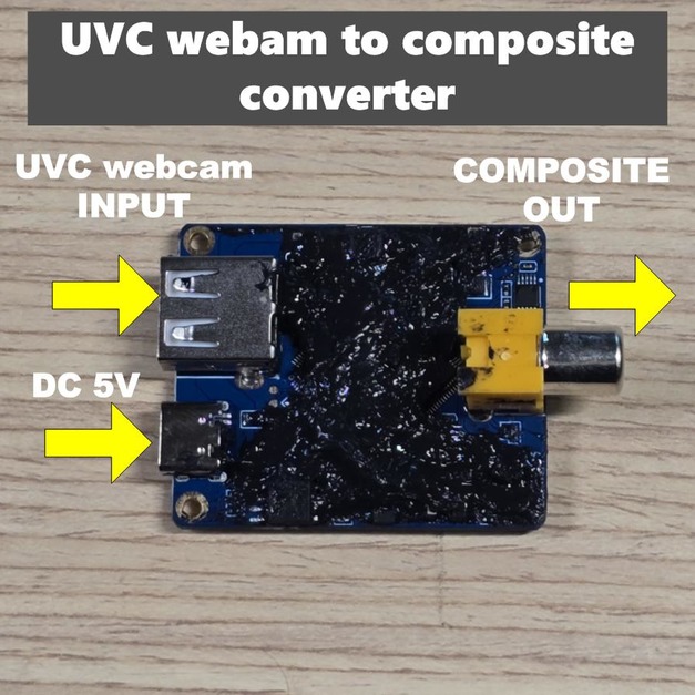 USB UVC webcam to composite converter (NTSC OUTPUT)