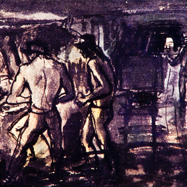 洪瑞麟授權數位典藏｜編號136 礦工