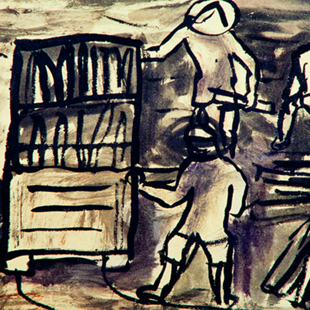 洪瑞麟授權數位典藏｜編號141 礦工