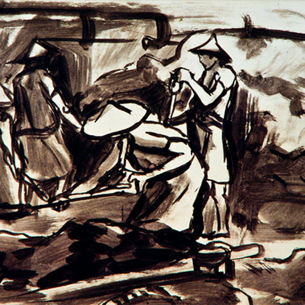 洪瑞麟授權數位典藏｜編號119 礦工